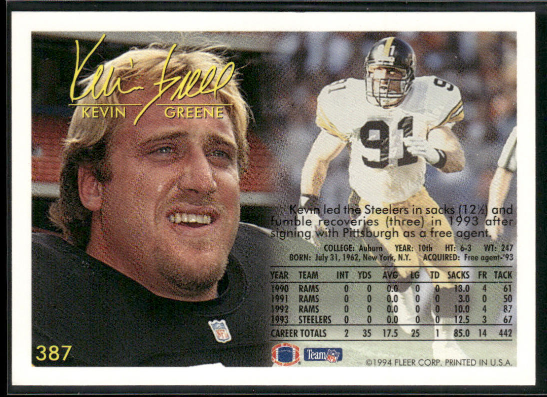 Kevin Greene 1994 Fleer #387 Pittsburgh Steelers