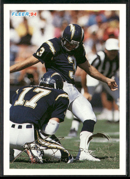 John Carney 1994 Fleer #398 San Diego Chargers