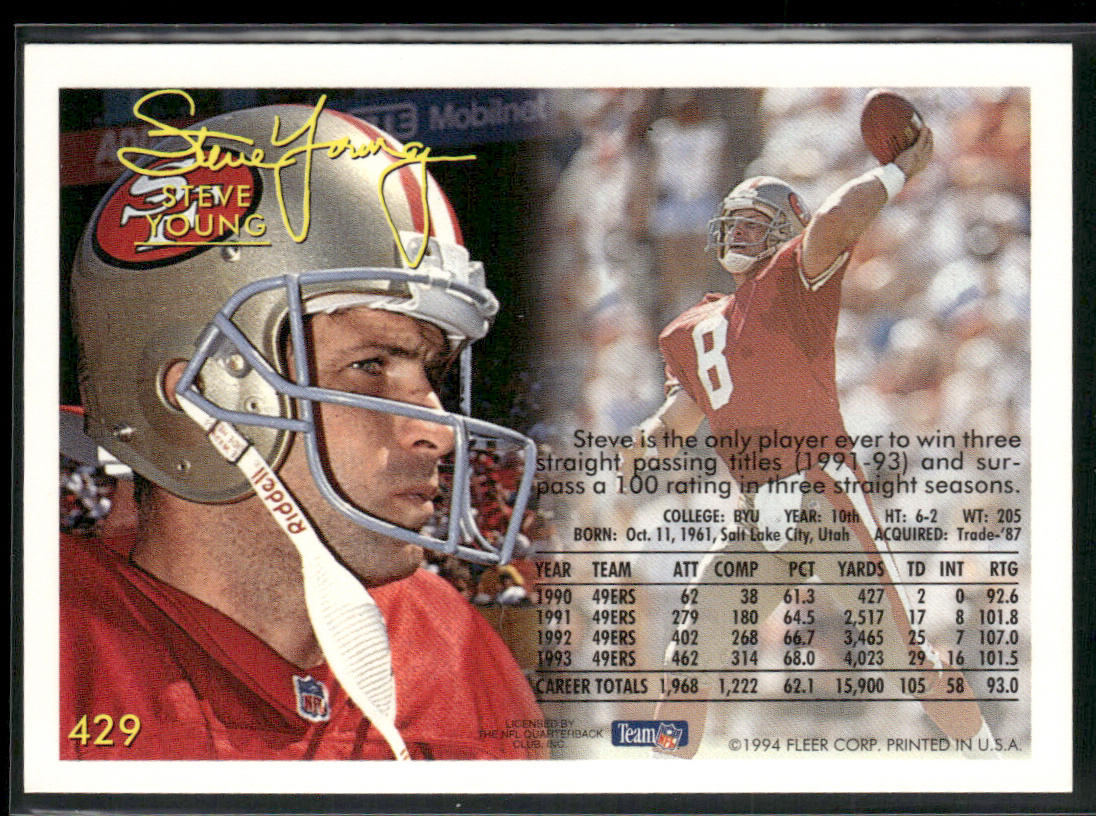 Steve Young 1994 Fleer #429 San Francisco 49ers