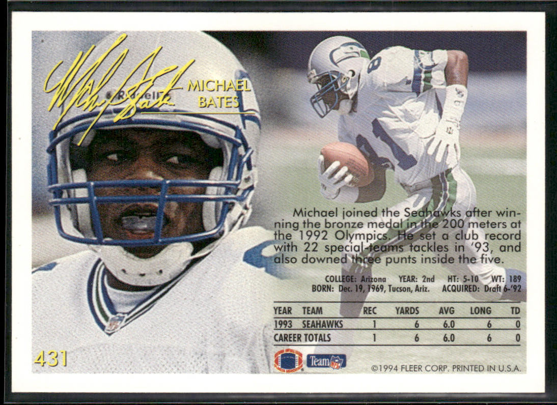Michael Bates 1994 Fleer #431 Seattle Seahawks