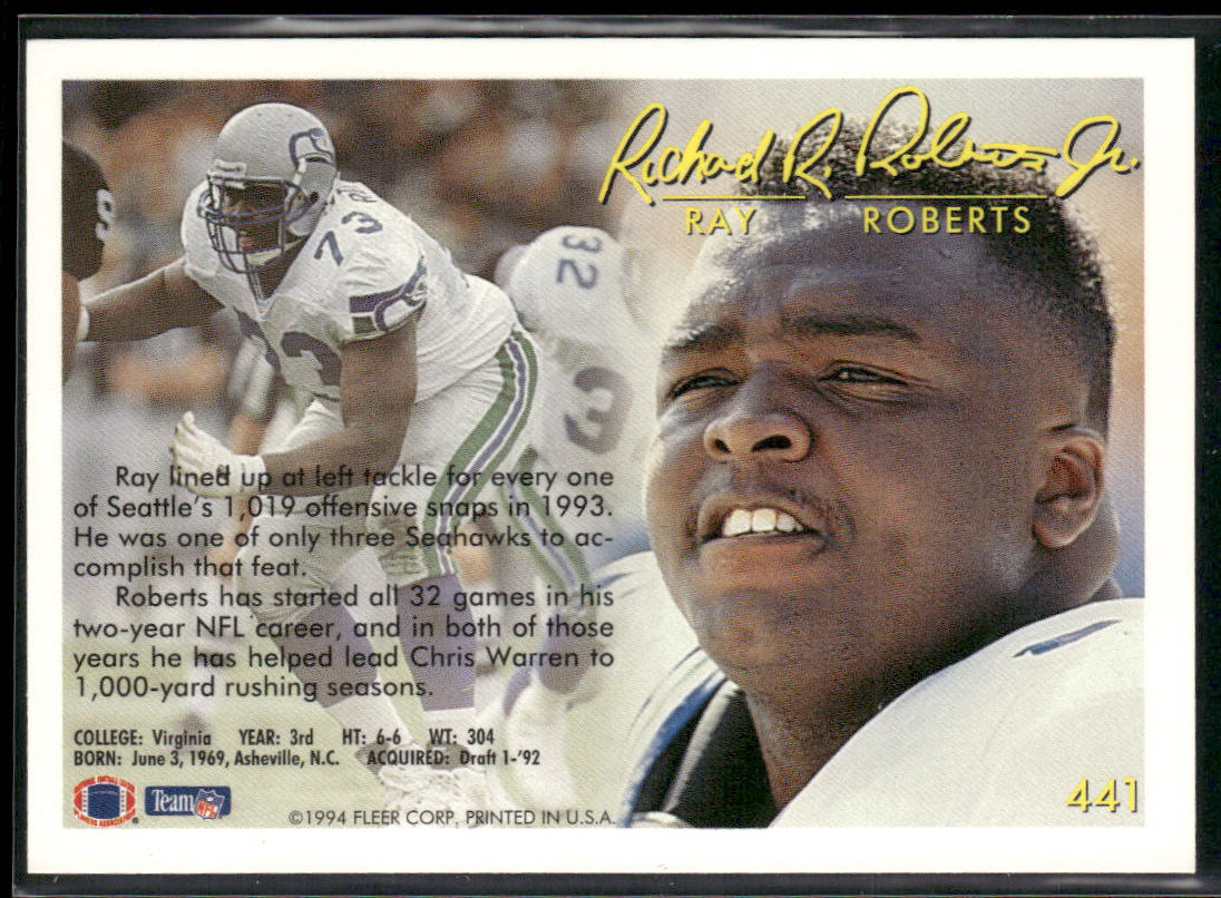 Ray Roberts 1994 Fleer #441 Seattle Seahawks