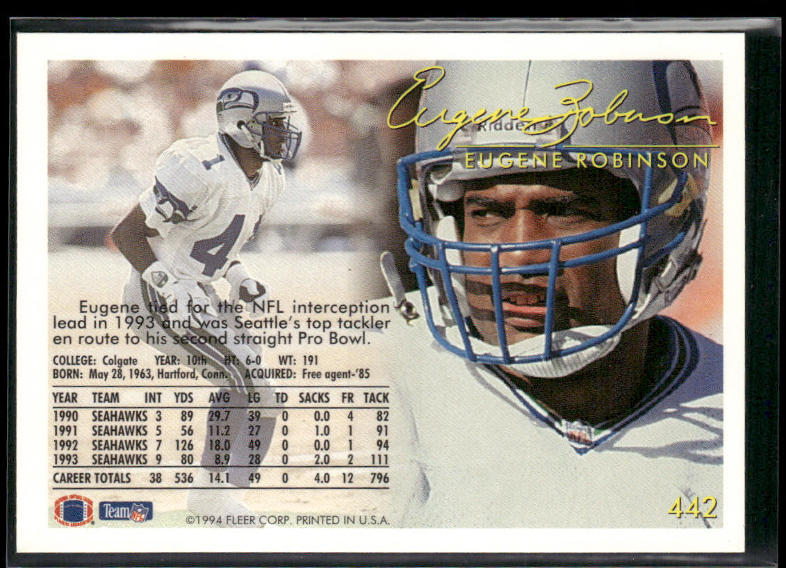 Eugene Robinson 1994 Fleer #442 Seattle Seahawks