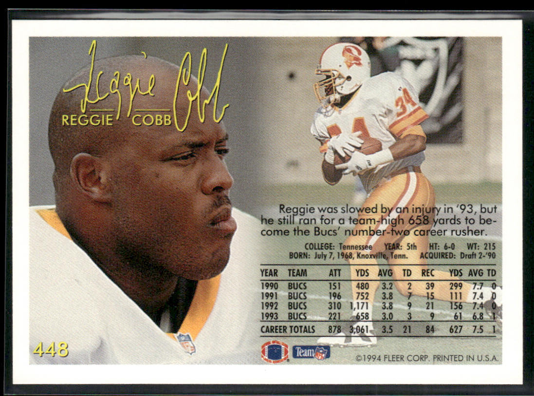 Reggie Cobb 1994 Fleer #448 Green Bay Packers