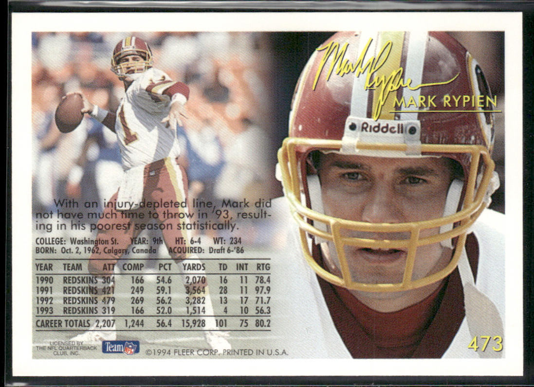 Mark Rypien 1994 Fleer #473 Cleveland Browns
