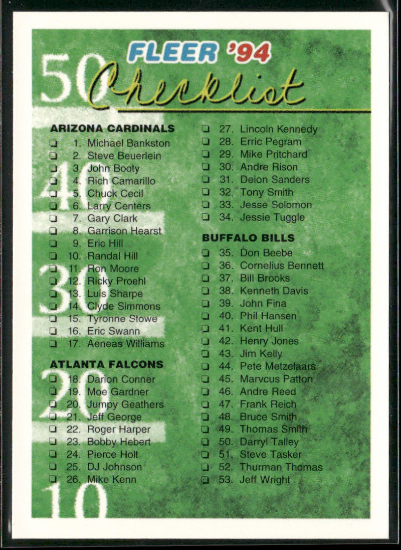 Checklist: 1-106 1994 Fleer #475 Dallas Cowboys