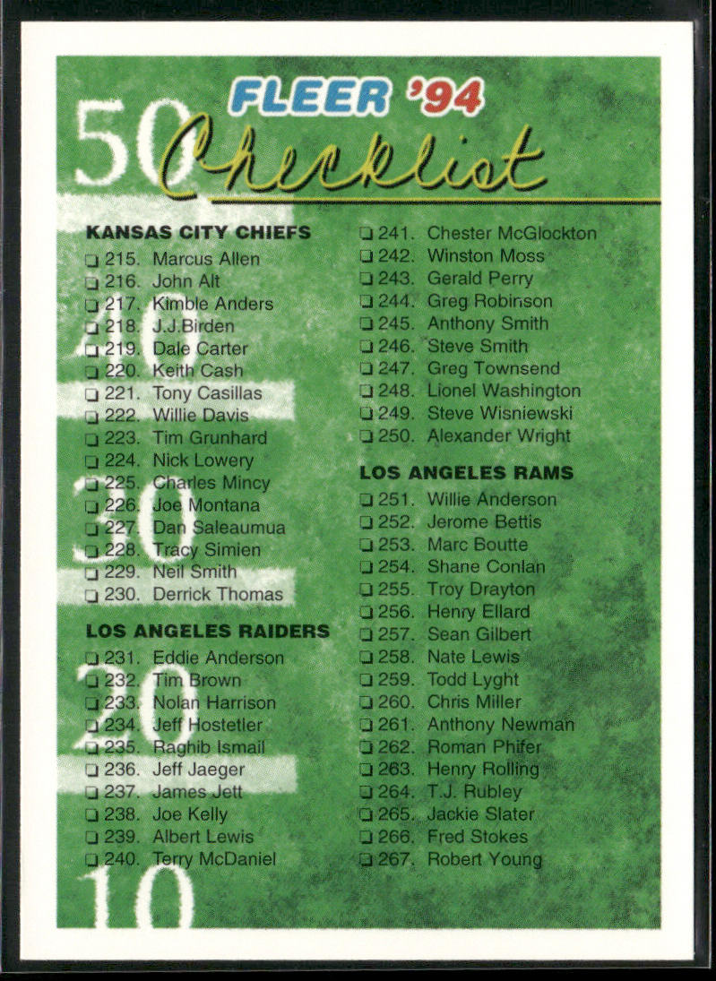 Checklist: 215-317 1994 Fleer #477 Dallas Cowboys