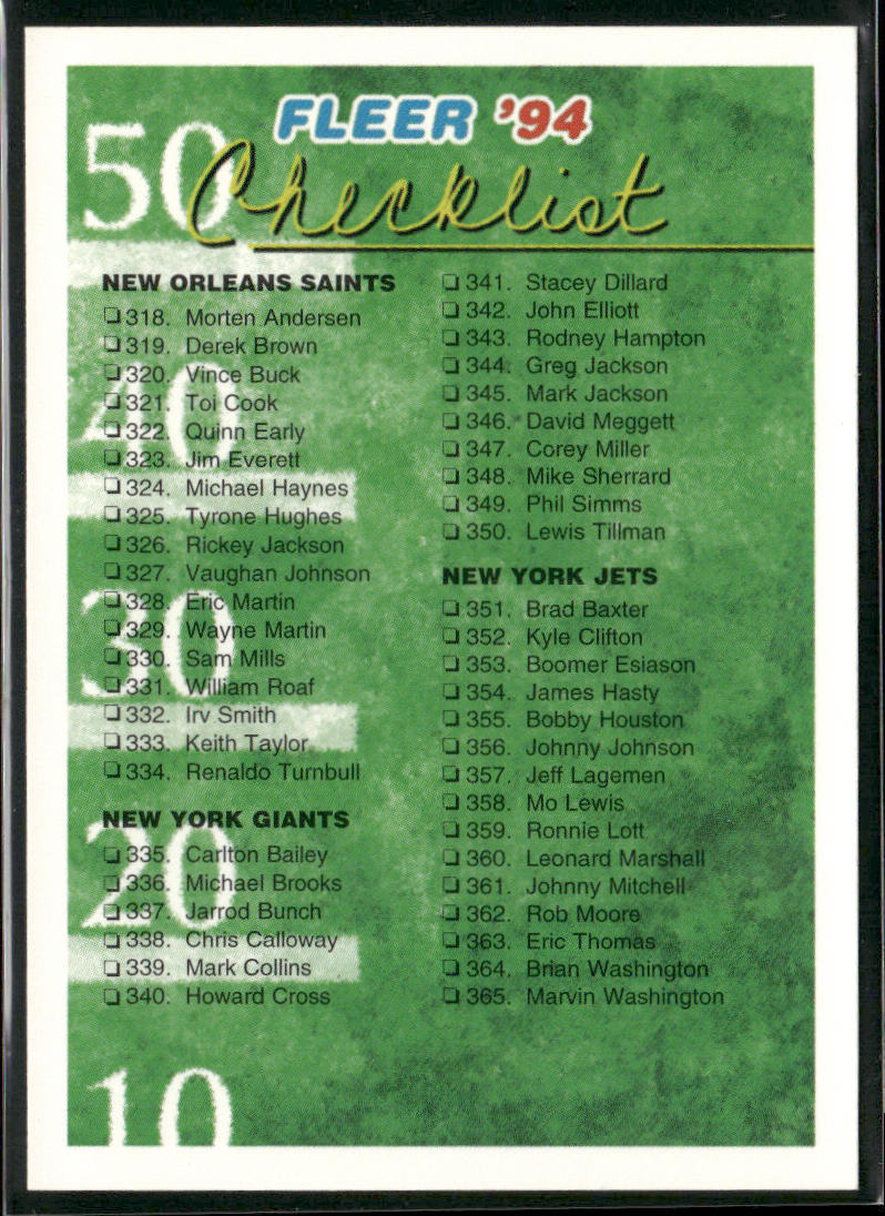 Checklist: 318-409 1994 Fleer #478 Dallas Cowboys