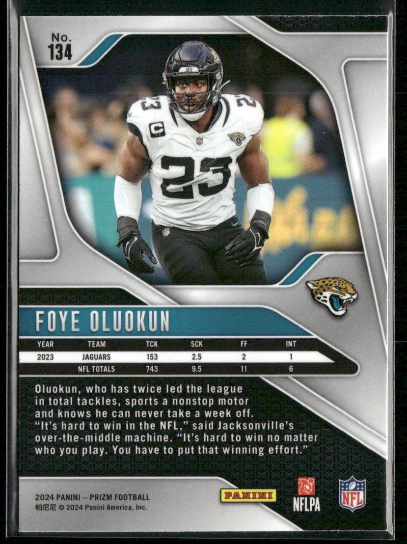 Foye Oluokun 2024 Panini Prizm #134 Jacksonville Jaguars
