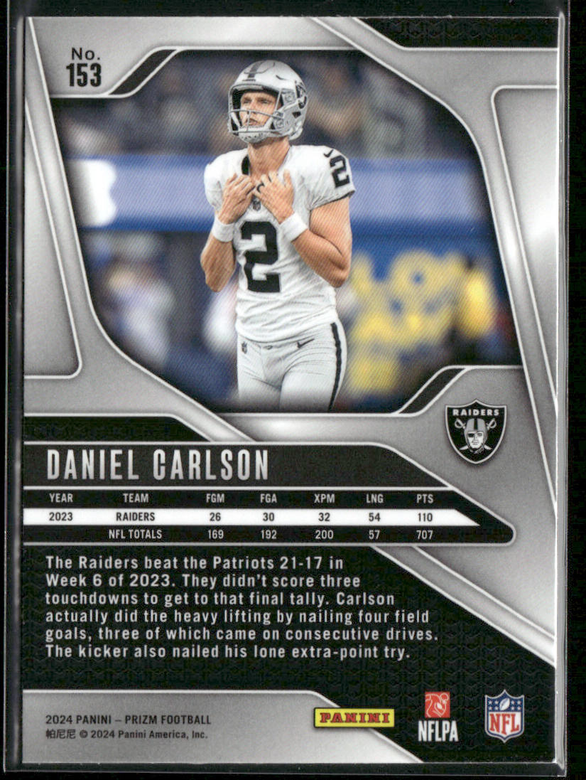 Daniel Carlson 2024 Panini Prizm #153 Las Vegas Raiders