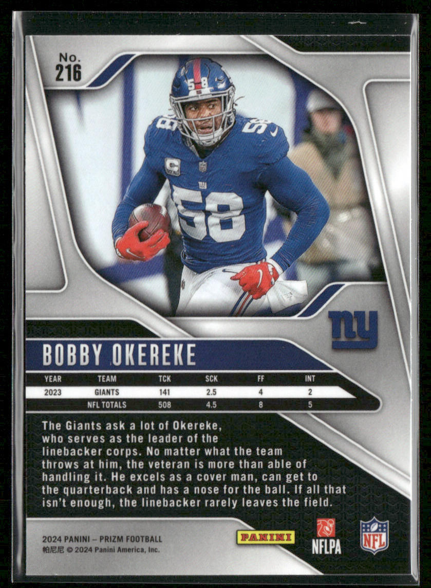 Bobby Okereke 2024 Panini Prizm #216 New York Giants