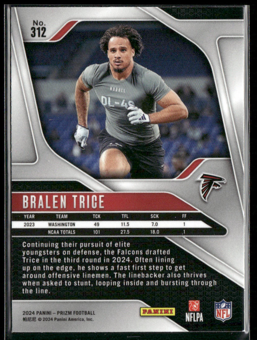 Bralen Trice 2024 Panini Prizm #312 RC Atlanta Falcons