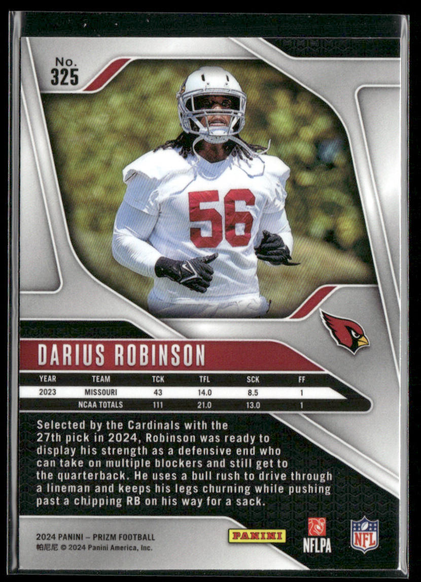 Darius Robinson 2024 Panini Prizm #325 RC Arizona Cardinals