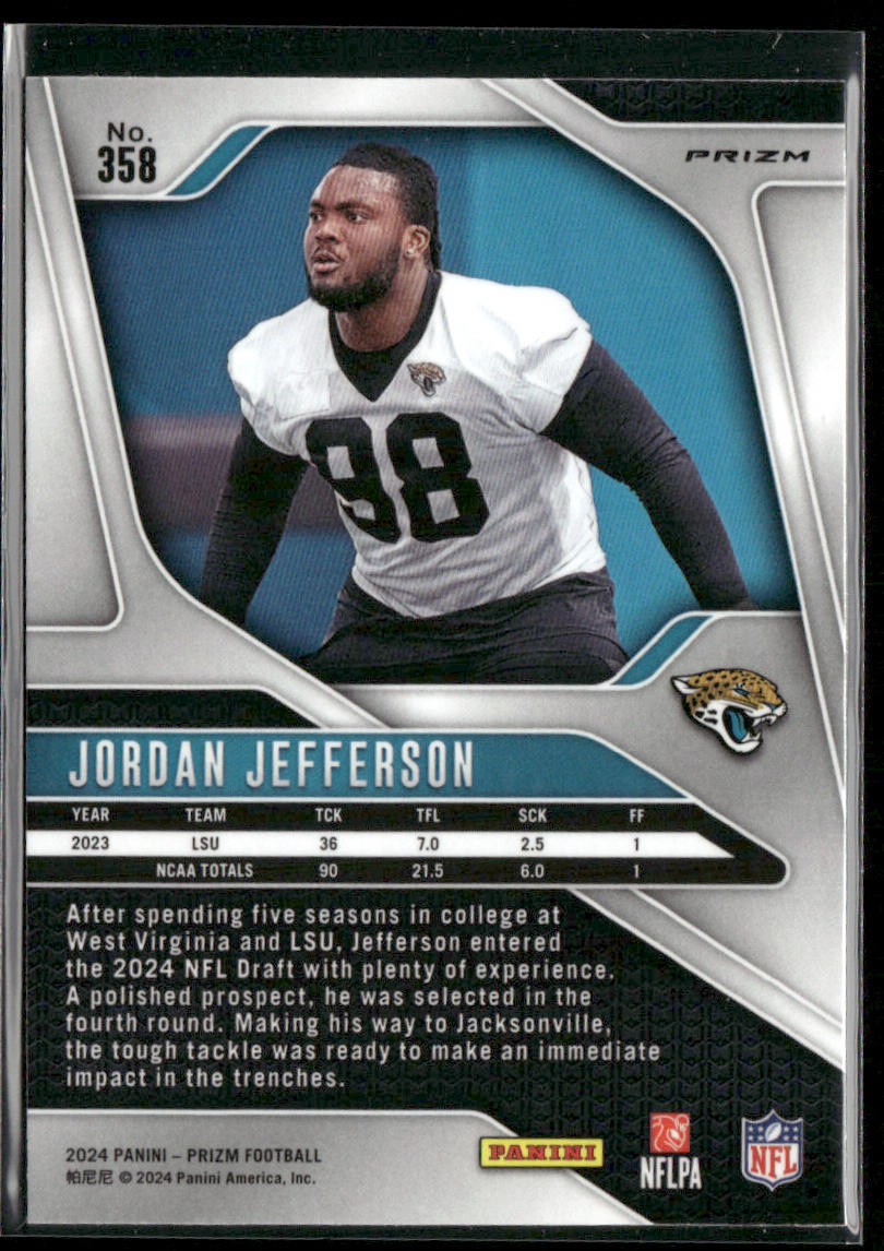 Jordan Jefferson 2024 Panini Prizm Pink Pulsar #358 RC Jacksonville Jaguars