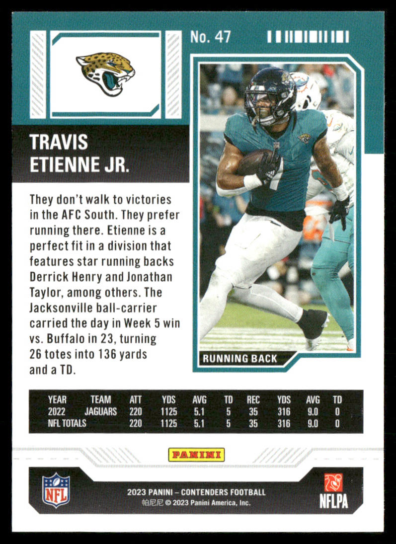 Travis Etienne Jr. 2023 Panini Contenders Season Ticket Retail #47