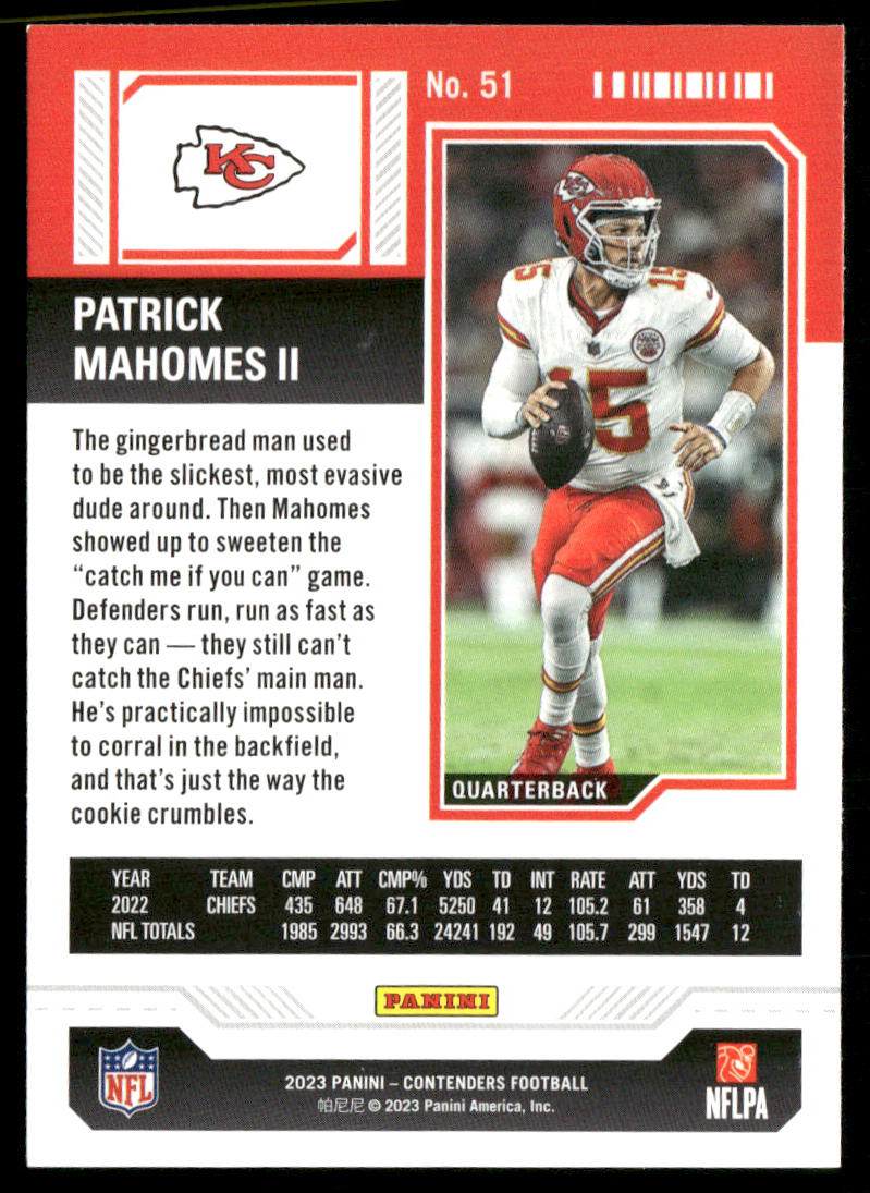 Patrick Mahomes II 2023 Panini Contenders Season Ticket Retail #51 Chiefs