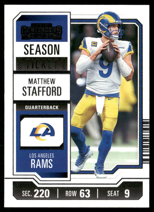 Matthew Stafford 2023 Panini Contenders Season Ticket Retail #62 Rams