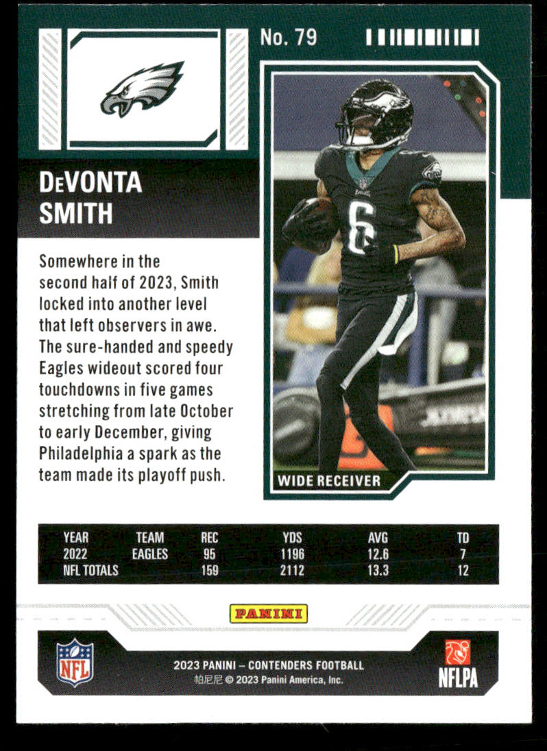 DeVonta Smith 2023 Panini Contenders Season Ticket Retail #79