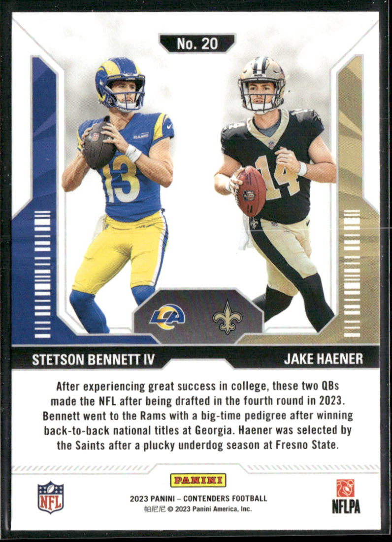 Stetson Bennett IV / Jake Haener 2023 Panini Contenders Round Numbers #20