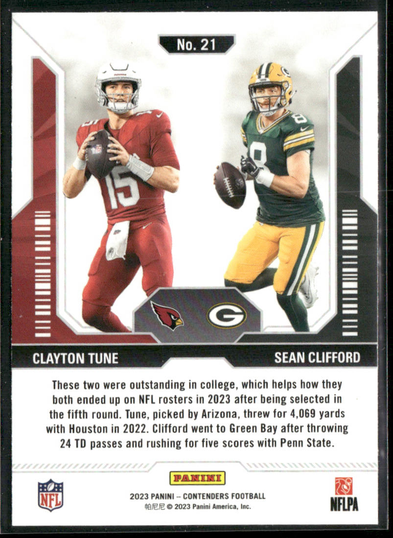 Clayton Tune / Sean Clifford 2023 Panini Contenders Round Numbers #21