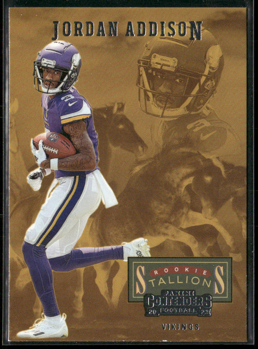 Jordan Addison 2023 Panini Contenders Rookie Stallions #24 Minnesota Vikings