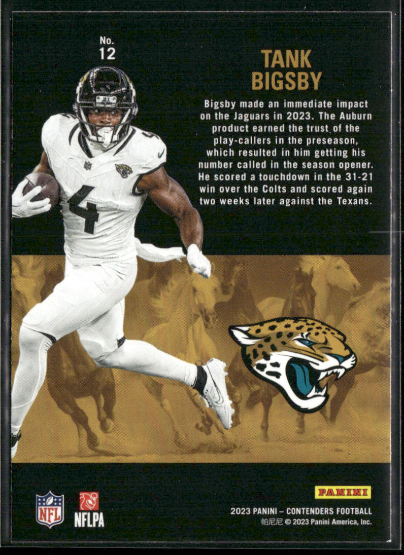 Tank Bigsby 2023 Panini Contenders Rookie Stallions #12 Jacksonville Jaguars