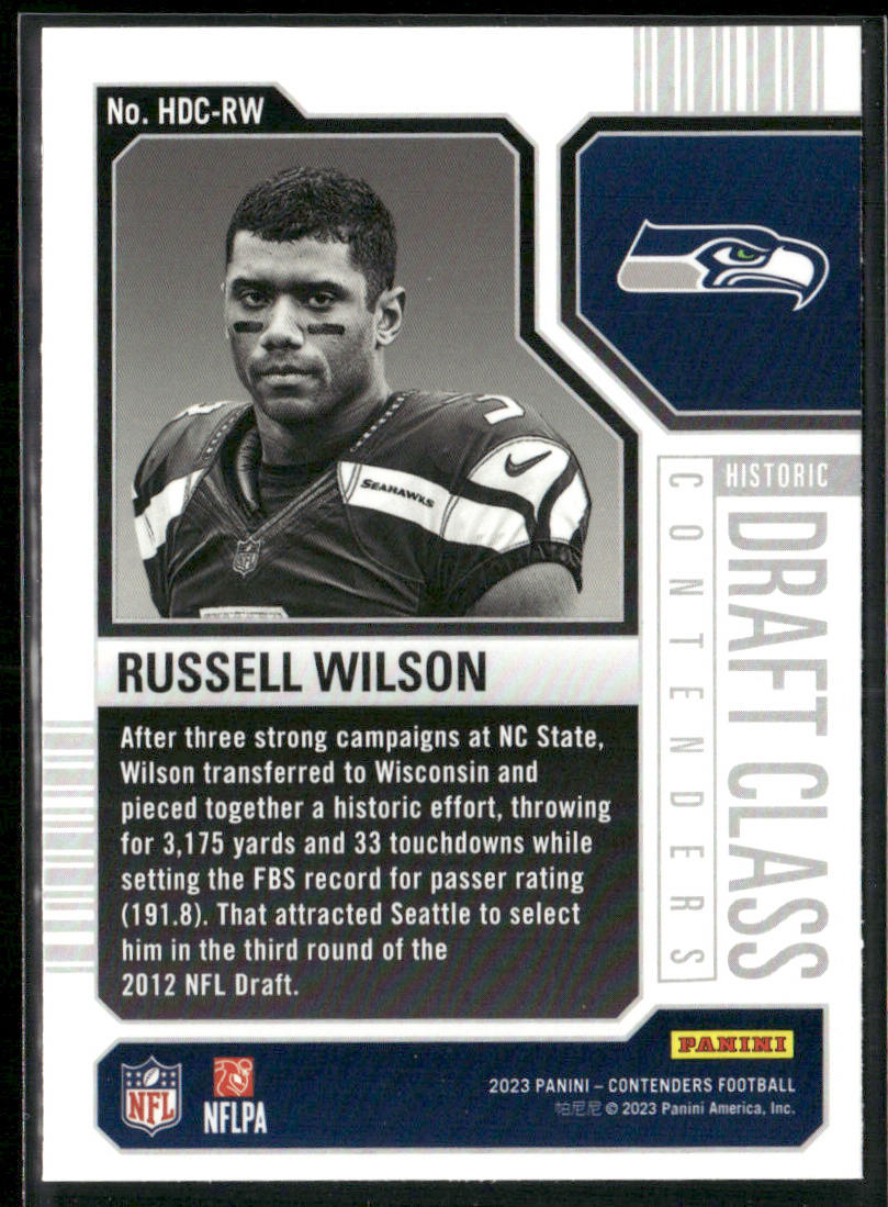 Russell Wilson 2023 Panini Contenders Historic Draft Class Contenders #HDC-RW