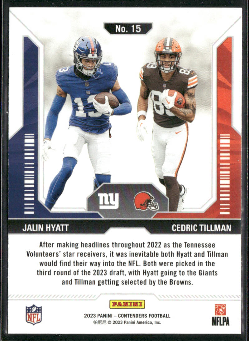 Jalin Hyatt / Cedric Tillman 2023 Panini Contenders Round Numbers #15
