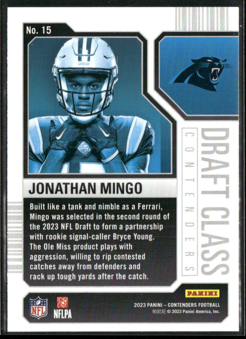 Jonathan Mingo 2023 Panini Contenders Draft Class Contenders #15 Panthers