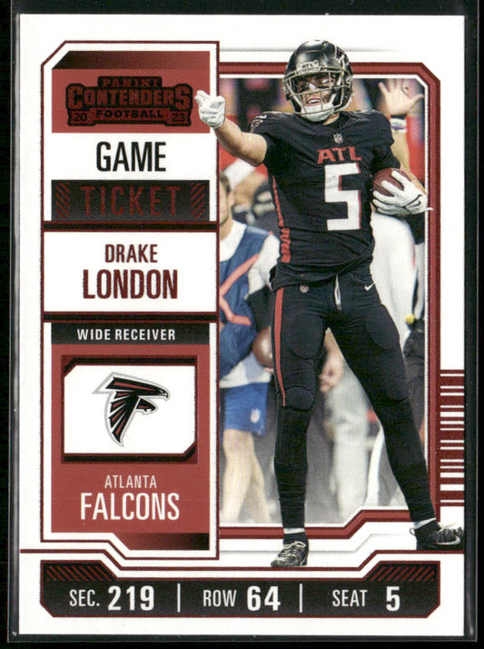 Drake London 2023 Panini Contenders Game Ticket Red #5 Atlanta Falcons
