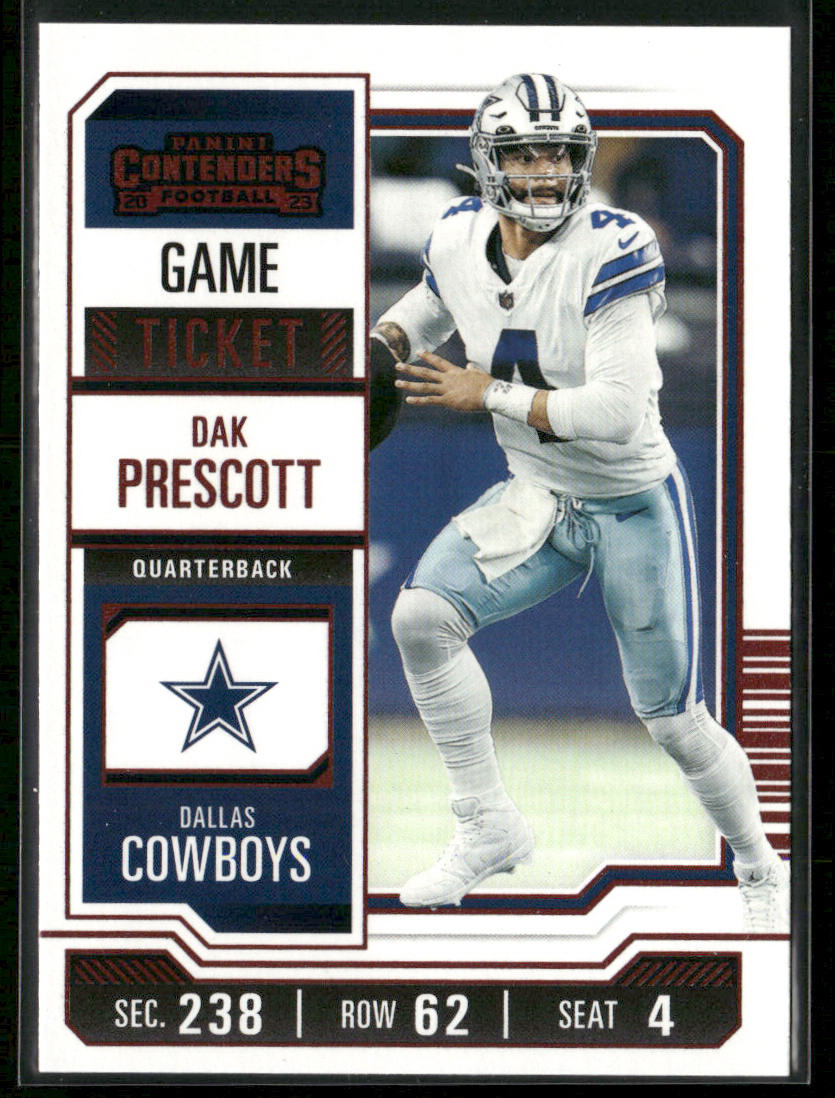 Dak Prescott 2023 Panini Contenders Game Ticket Red #28 Dallas Cowboys
