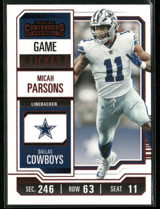 Micah Parsons 2023 Panini Contenders Game Ticket Red #29 Dallas Cowboys
