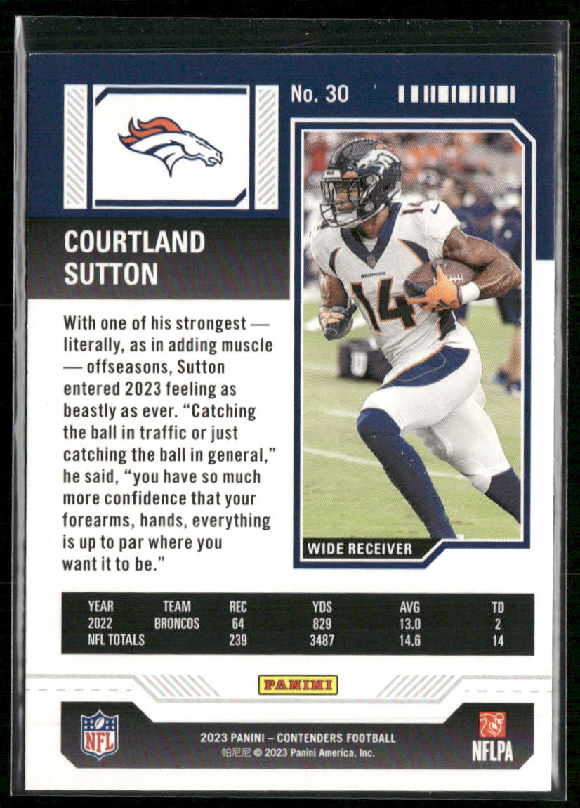 Courtland Sutton 2023 Panini Contenders Game Ticket Red #30 Denver Broncos