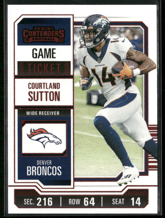 Courtland Sutton 2023 Panini Contenders Game Ticket Red #30 Denver Broncos