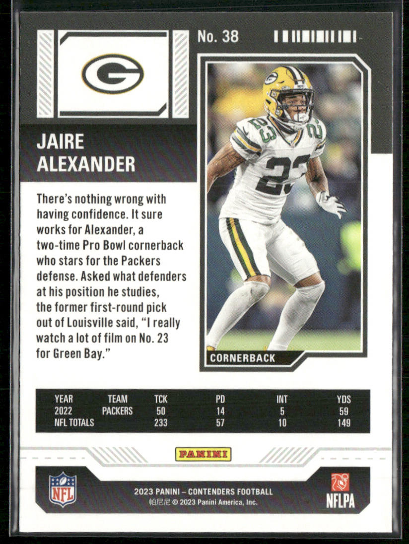 Jaire Alexander 2023 Panini Contenders Game Ticket Red #38 Green Bay Packers