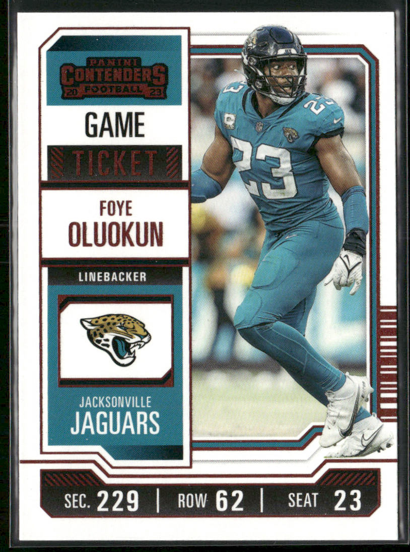 Foye Oluokun 2023 Panini Contenders Game Ticket Red #46 Jacksonville Jaguars