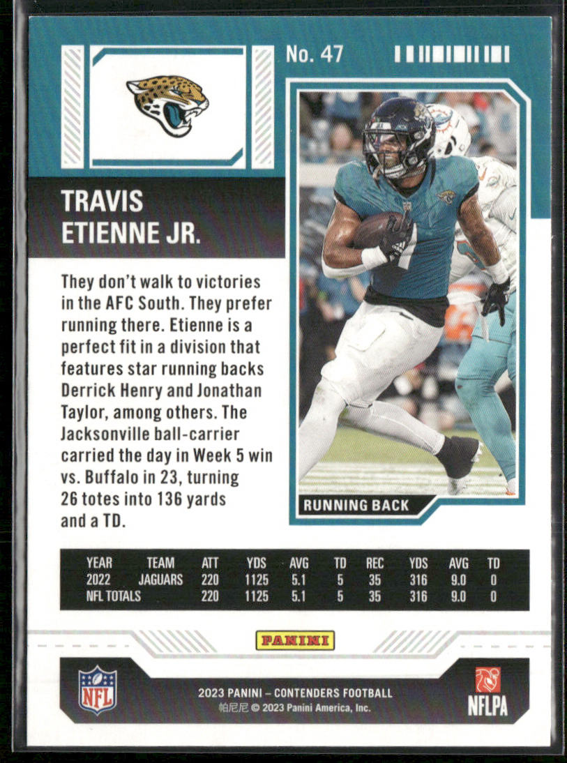 Travis Etienne Jr. 2023 Panini Contenders Game Ticket Red #47 Jaguars