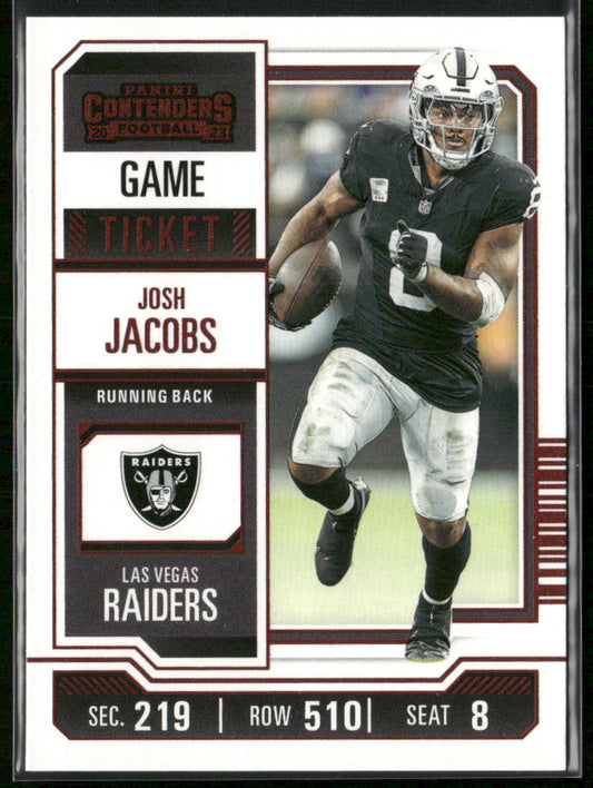 Josh Jacobs 2023 Panini Contenders Game Ticket Red #55 Las Vegas Raiders