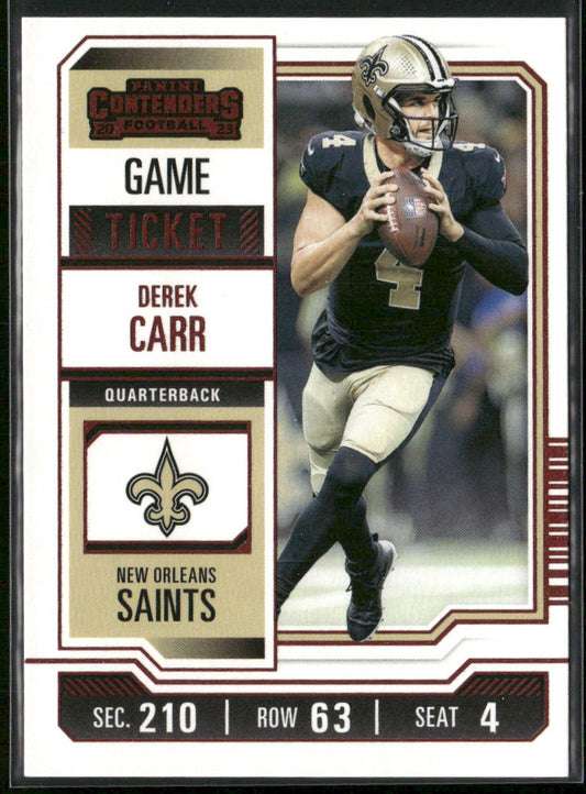 Derek Carr 2023 Panini Contenders Game Ticket Red #72 New Orleans Saints