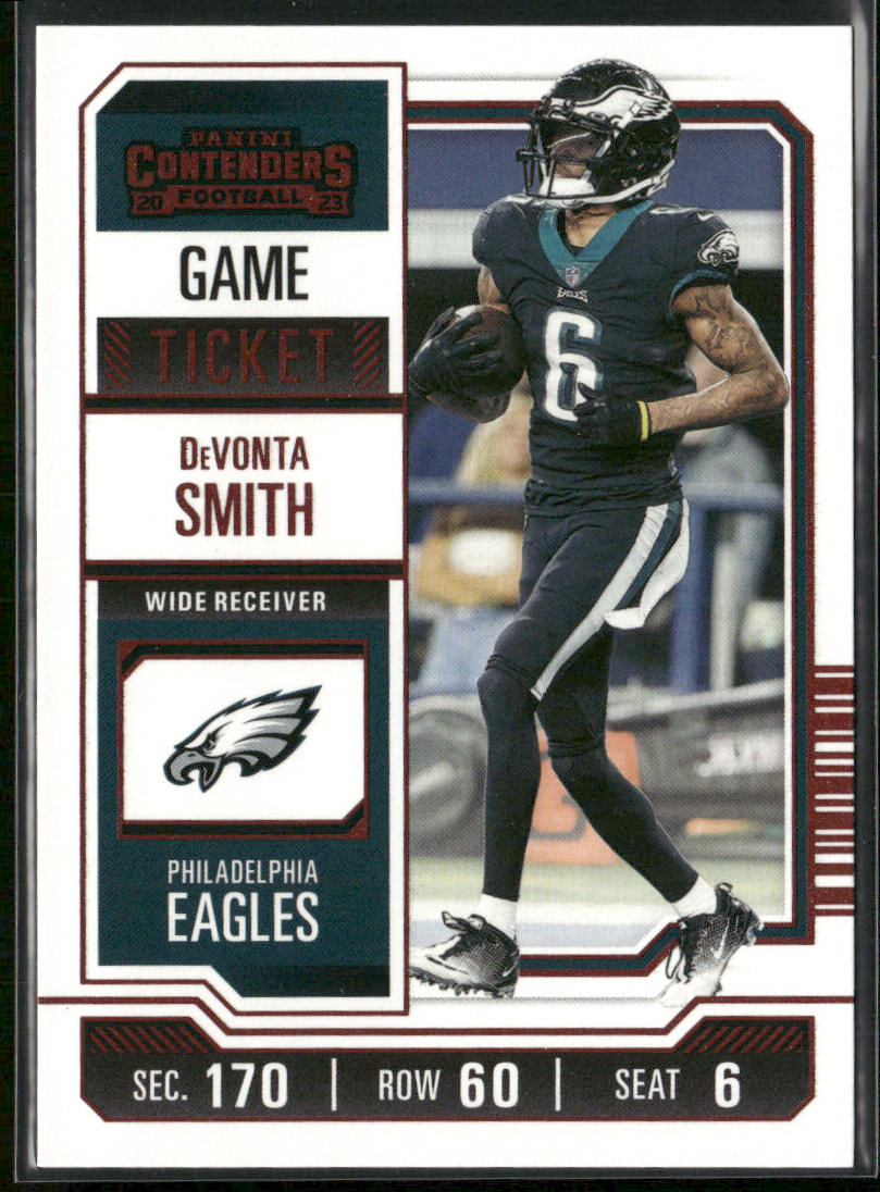 DeVonta Smith 2023 Panini Contenders Game Ticket Red #79 Philadelphia Eagles