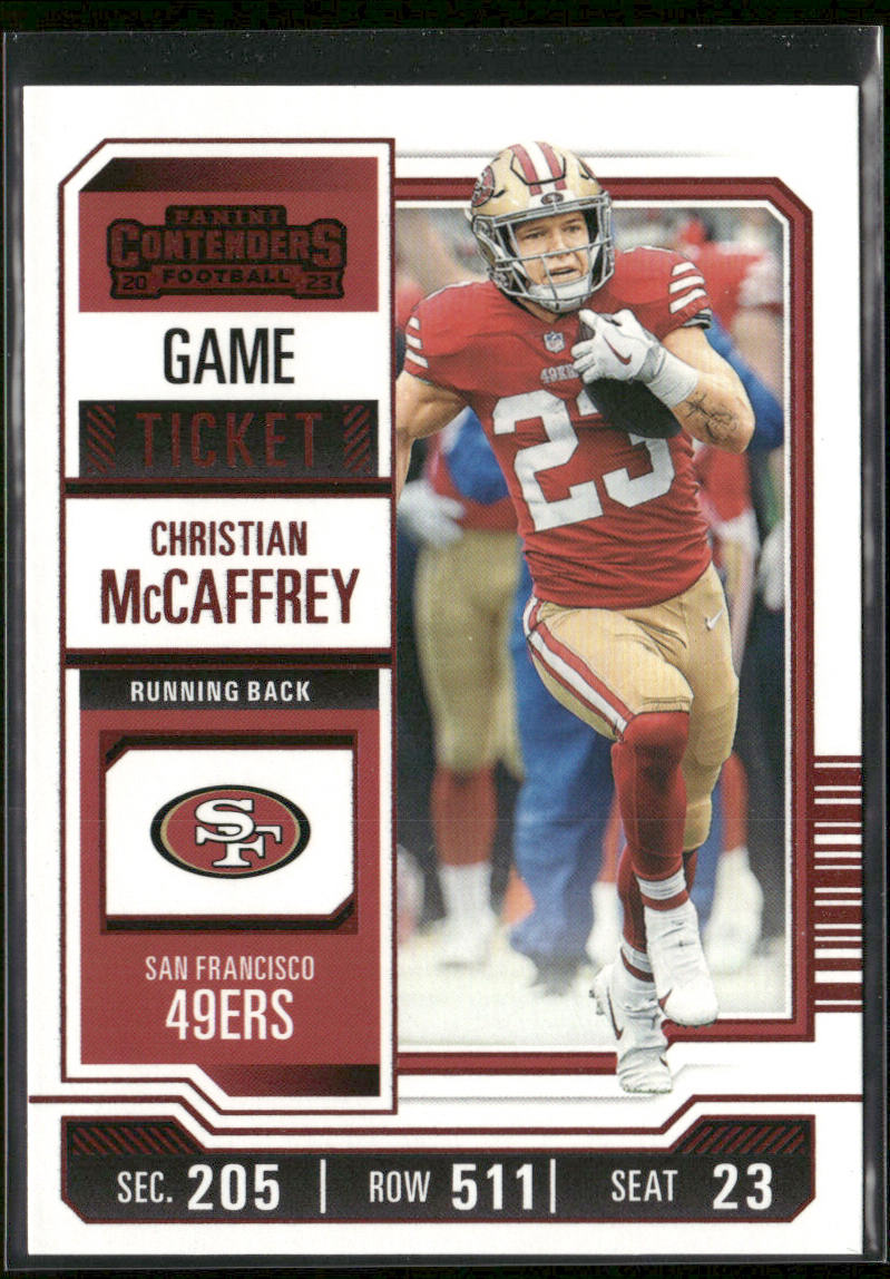 Christian McCaffrey 2023 Panini Contenders Game Ticket Red #87 49ers