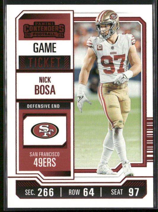 Nick Bosa 2023 Panini Contenders Game Ticket Red #88 San Francisco 49ers