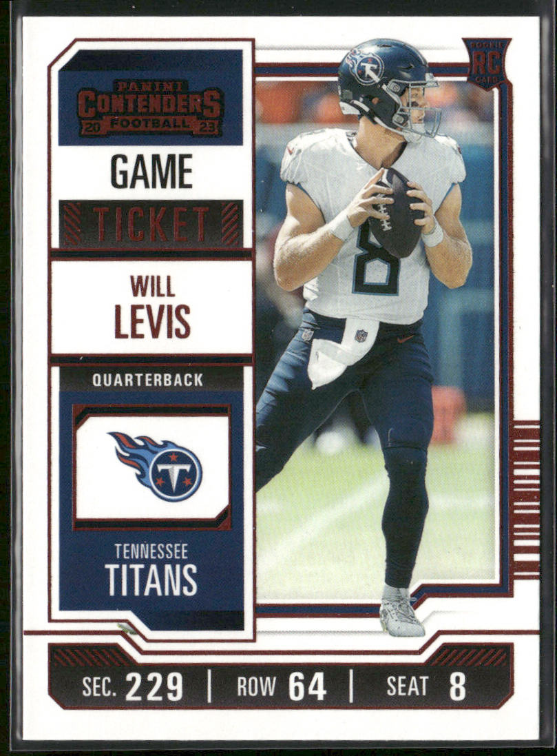 Will Levis 2023 Panini Contenders Game Ticket Red #97 RC Tennessee Titans