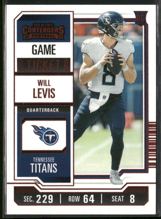 Will Levis 2023 Panini Contenders Game Ticket Red #97 RC Tennessee Titans