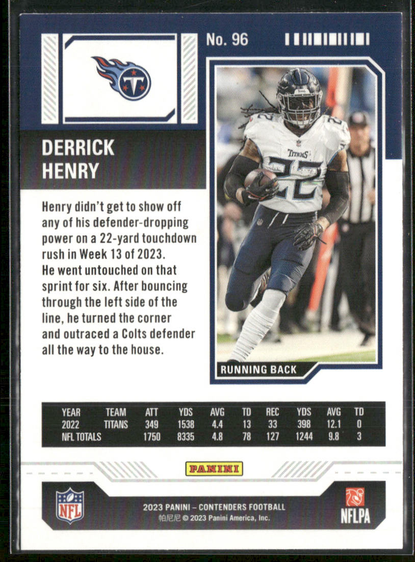 Derrick Henry 2023 Panini Contenders Game Ticket Red #96 Tennessee Titans