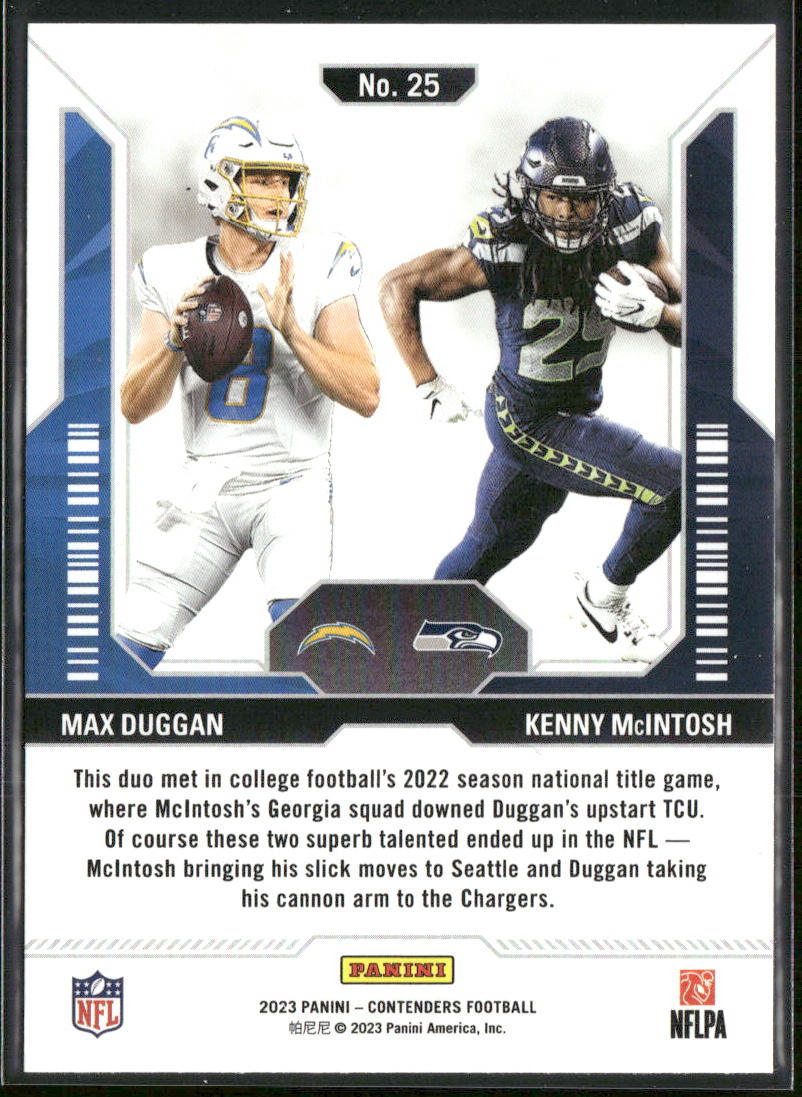 Max Duggan / Kenny McIntosh 2023 Panini Contenders Round Numbers Red #25