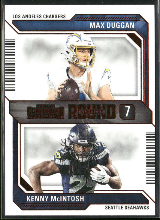 Max Duggan / Kenny McIntosh 2023 Panini Contenders Round Numbers Red #25