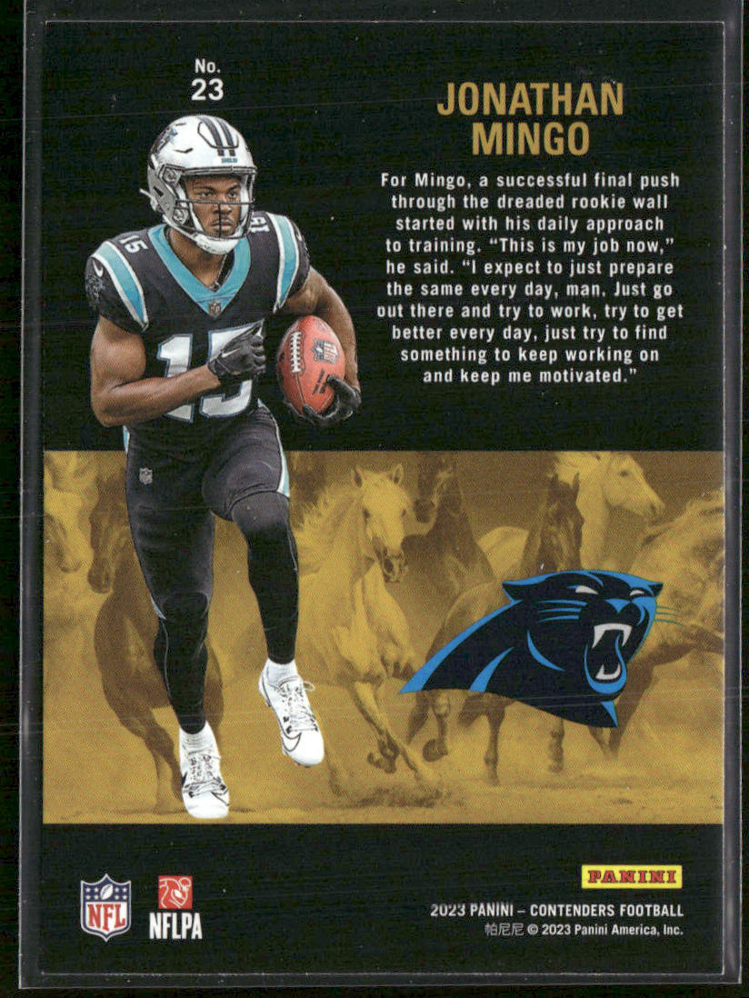Jonathan Mingo 2023 Panini Contenders Rookie Stallions Red #23 Carolina Panthers