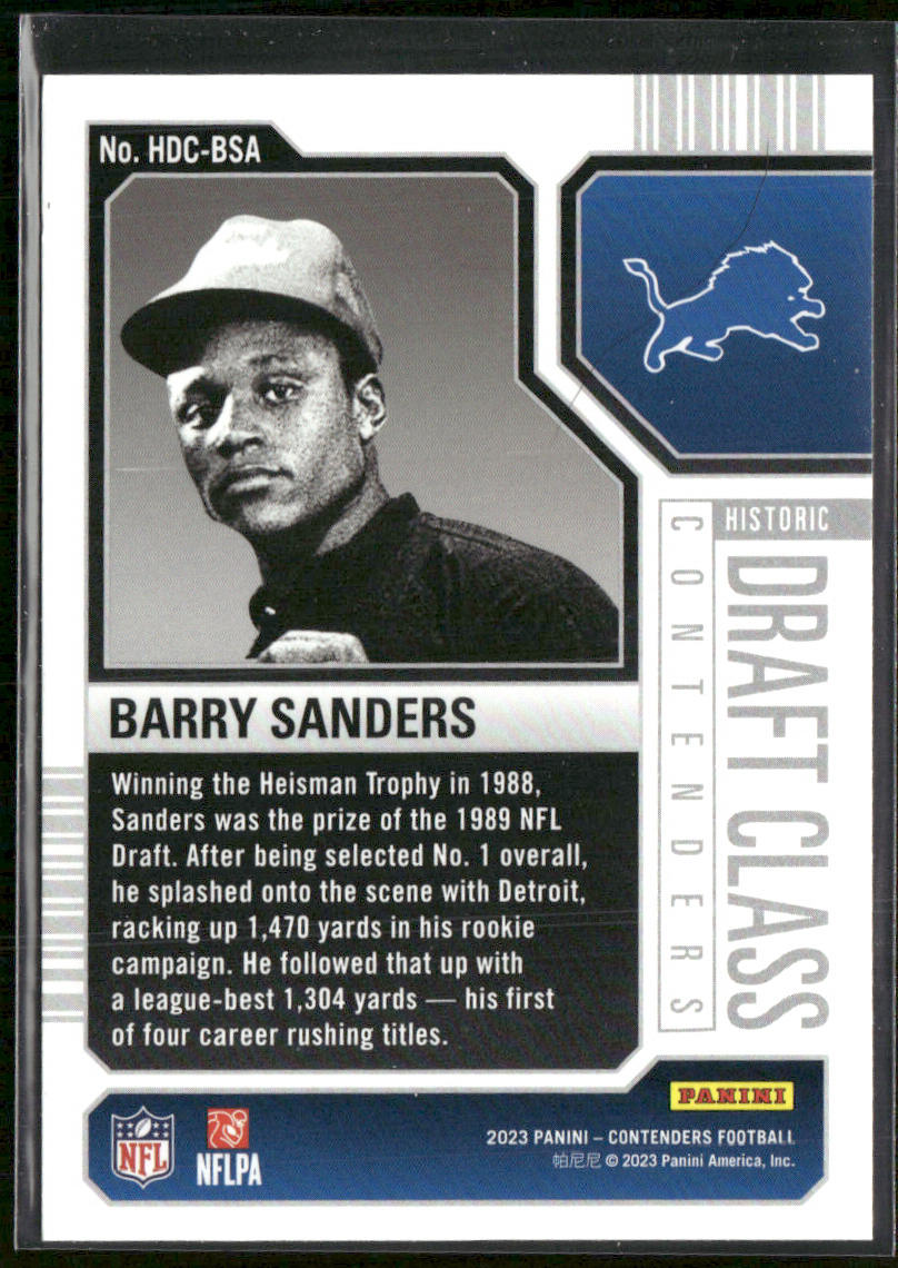 Barry Sanders 2023 Panini Contenders Draft Class Contenders Red #HDC-BSA