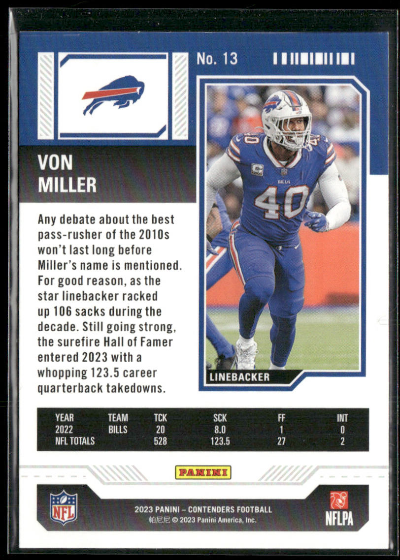 Von Miller 2023 Panini Contenders Game Ticket Bronze #13 Buffalo Bills