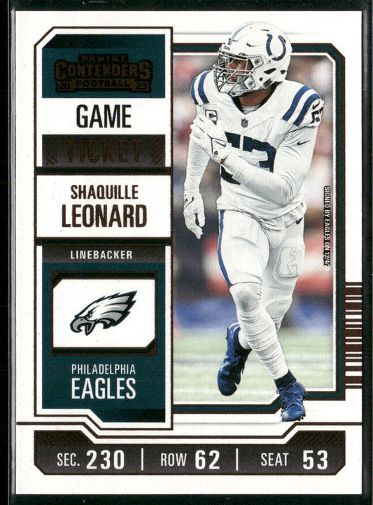 Shaquille Leonard 2023 Panini Contenders Game Ticket Bronze #45 Eagles